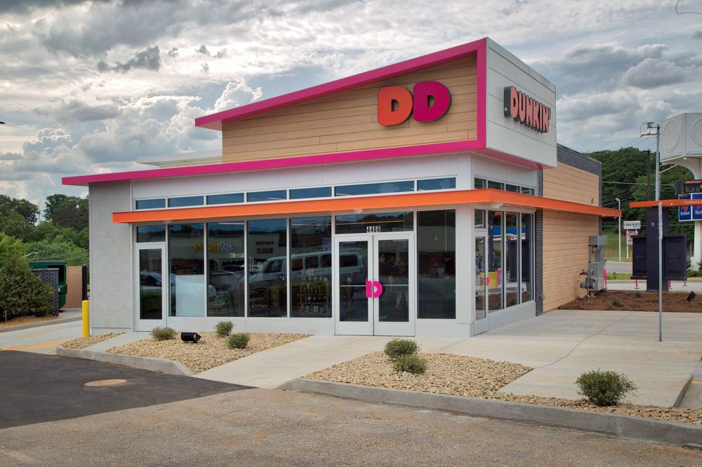 The outside of a Dunkin' Donuts.