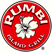 The logo for Rumbi Island Grill. 