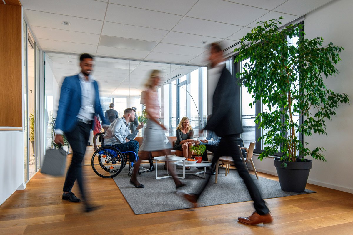 People work in an office.